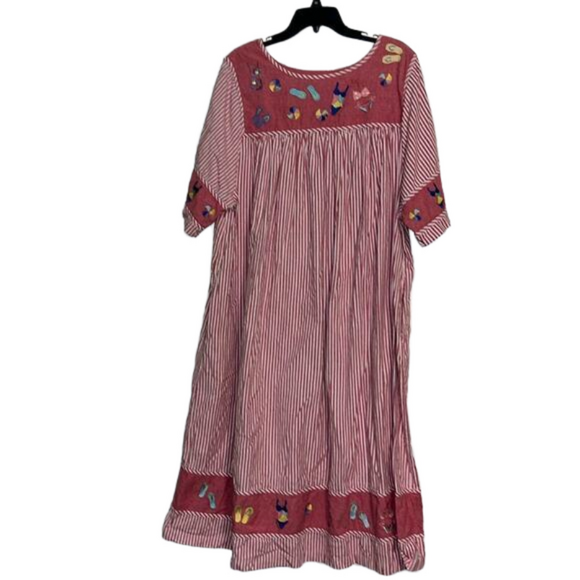 Vintage Mumu striped dress with embroidered flip flops beach balls swimsuits - Picture 3 of 6